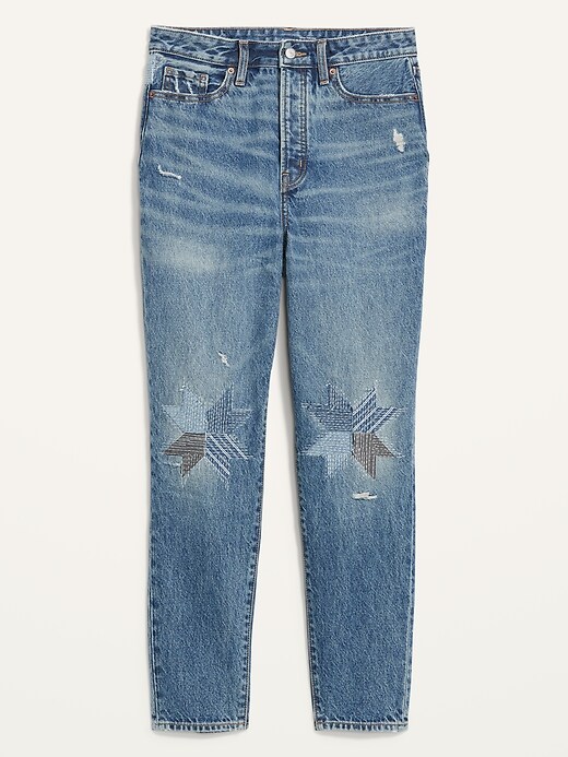 Image number 4 showing, Higher High-Waisted Button-Fly O.G. Straight Patchwork Non-Stretch Jeans for Women
