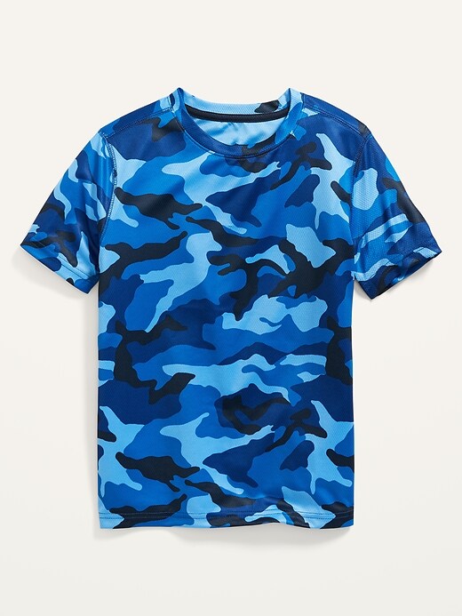 Voir une image plus grande du produit 1 de 1. T-shirt à manches courtes et imprimé camouflage Performance Go-Dry en maille pour Garçon