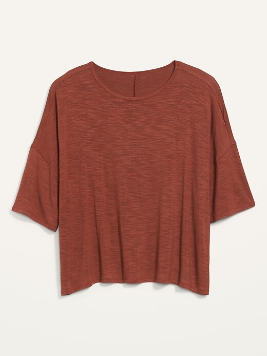 Image number 4 showing, Luxe Oversized Short-Sleeve Slub-Knit T-Shirt for Women