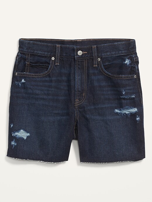 Image number 4 showing, High-Waisted Slouchy Straight Ripped Cut-Off Jean Shorts for Women -- 5-inch inseam
