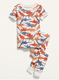 Unisex Short-Sleeve Printed Pajama Set for Toddler & Baby