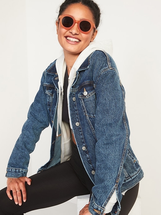 Image number 3 showing, Non-Stretch Jean Boyfriend Jacket for Women