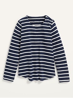 Cozy-Knit Long-Sleeve Striped T-Shirt for Girls