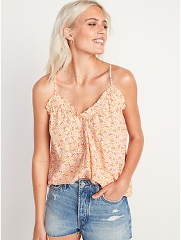 Scoop-Neck Floral Swing Cami Blouse for Women
