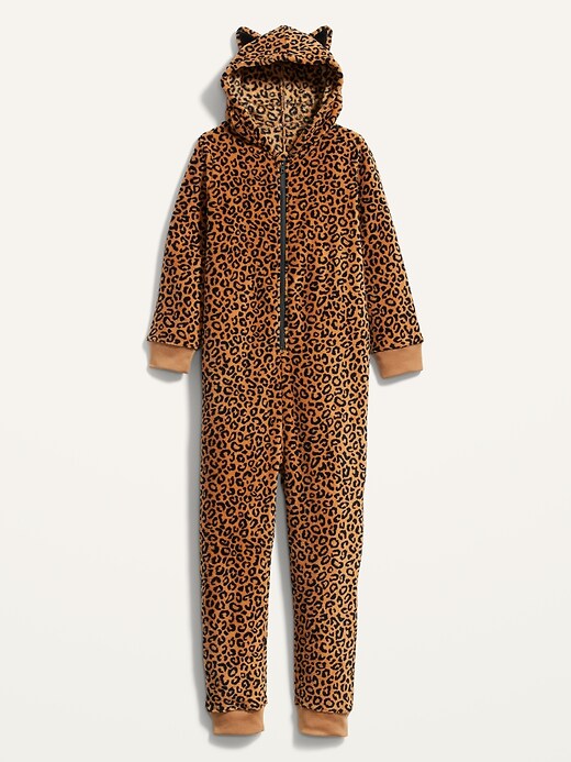 View large product image 1 of 1. Gender-Neutral Micro Fleece Hooded One-Piece Critter Pajamas For Kids