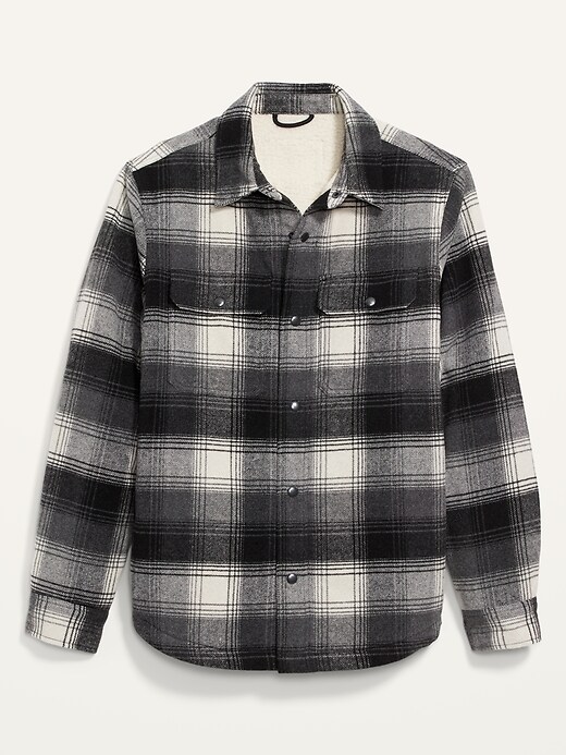 Image number 4 showing, Plaid Wool-Blend Sherpa-Lined Shirt Jacket for Men
