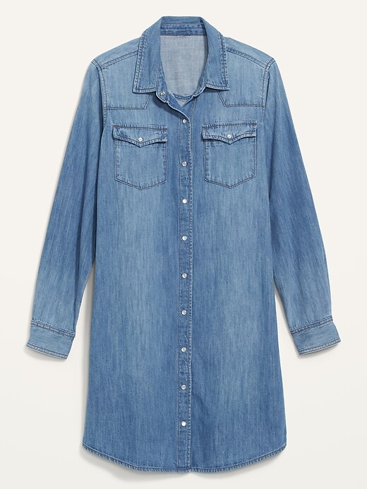 Image number 4 showing, Western Jean Shirt Dress for Women