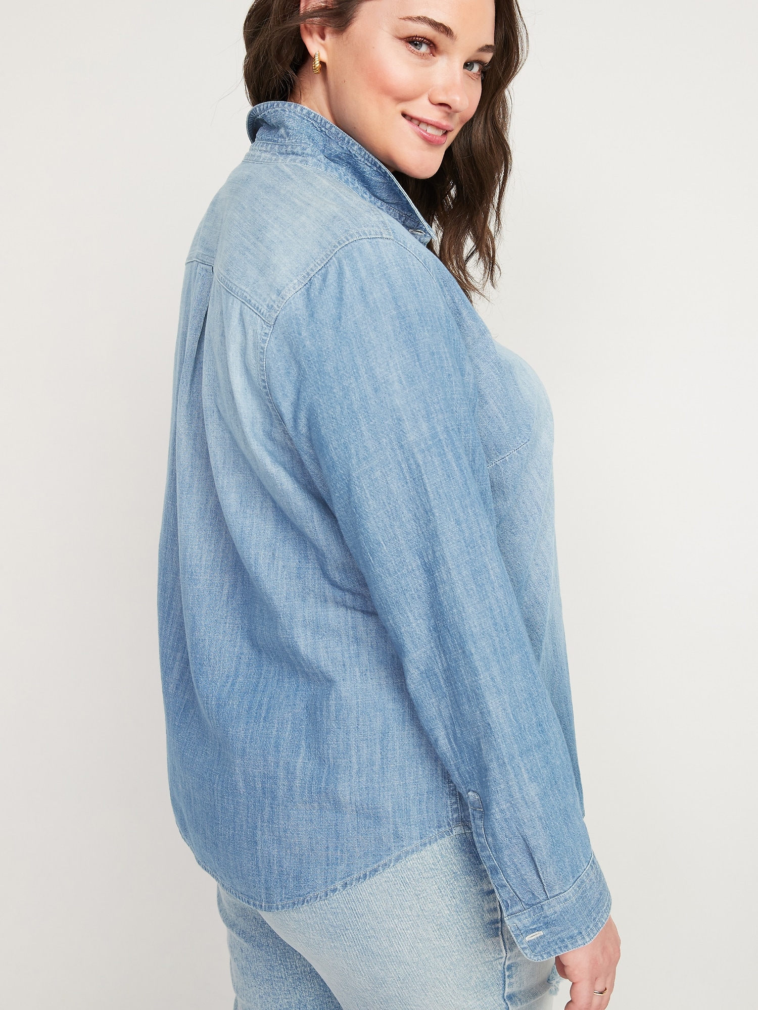 Old navy women's denim hot sale shirts