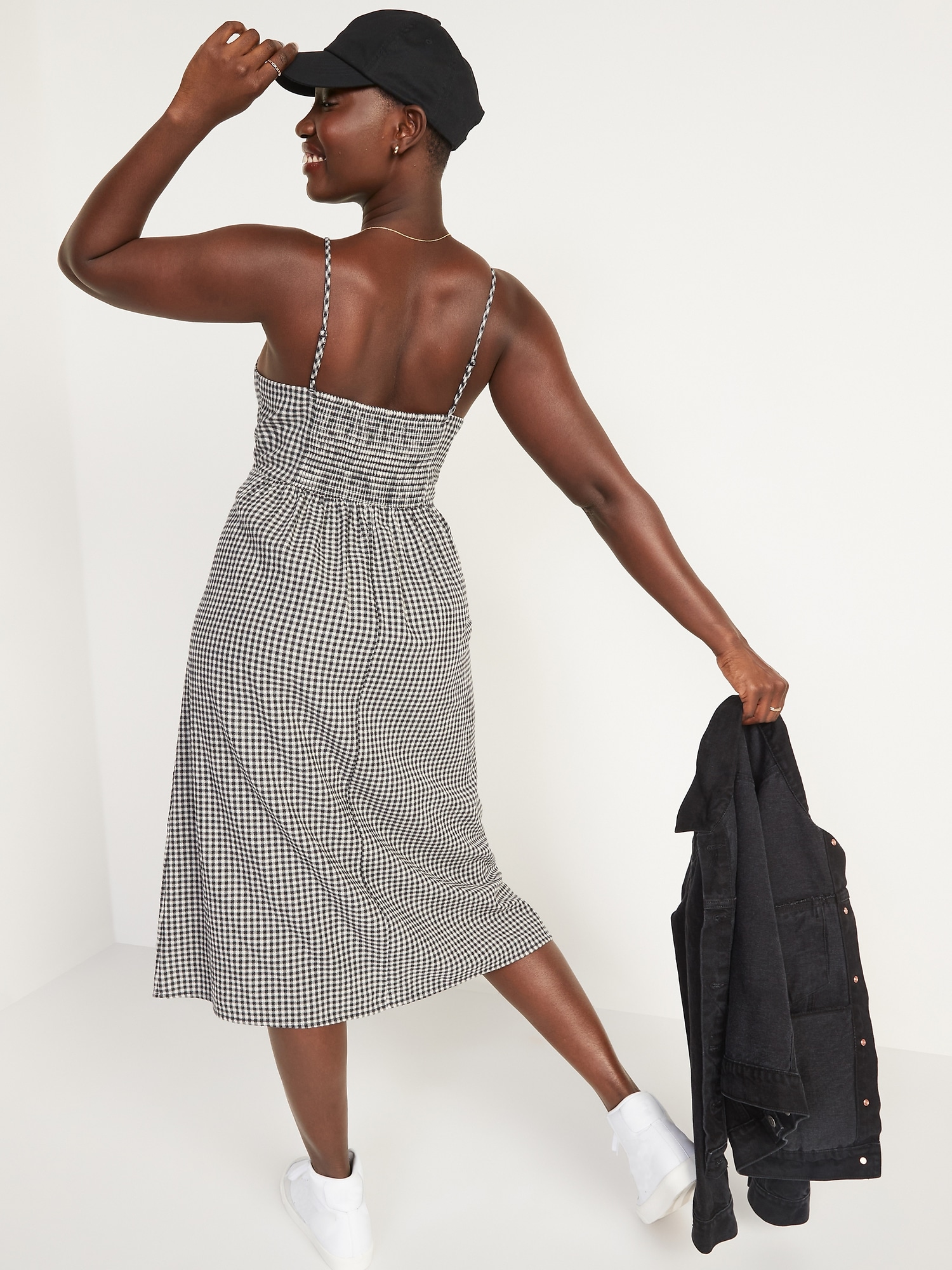 Fit Flare Gingham Midi Cami Dress Old Navy