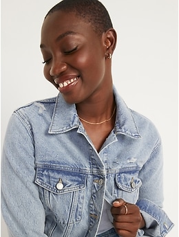 Classic Ripped Non-Stretch Jean Jacket for Women | Old Navy