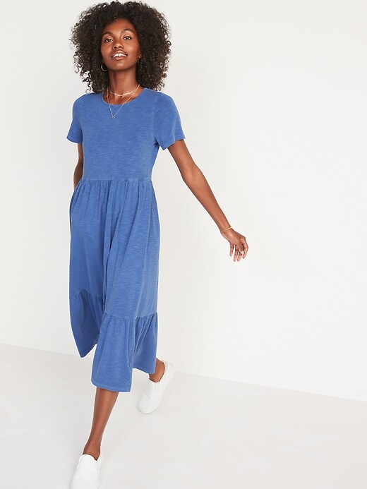 Image number 5 showing, Garment-Dyed Fit & Flare Slub-Knit Midi Dress for Women