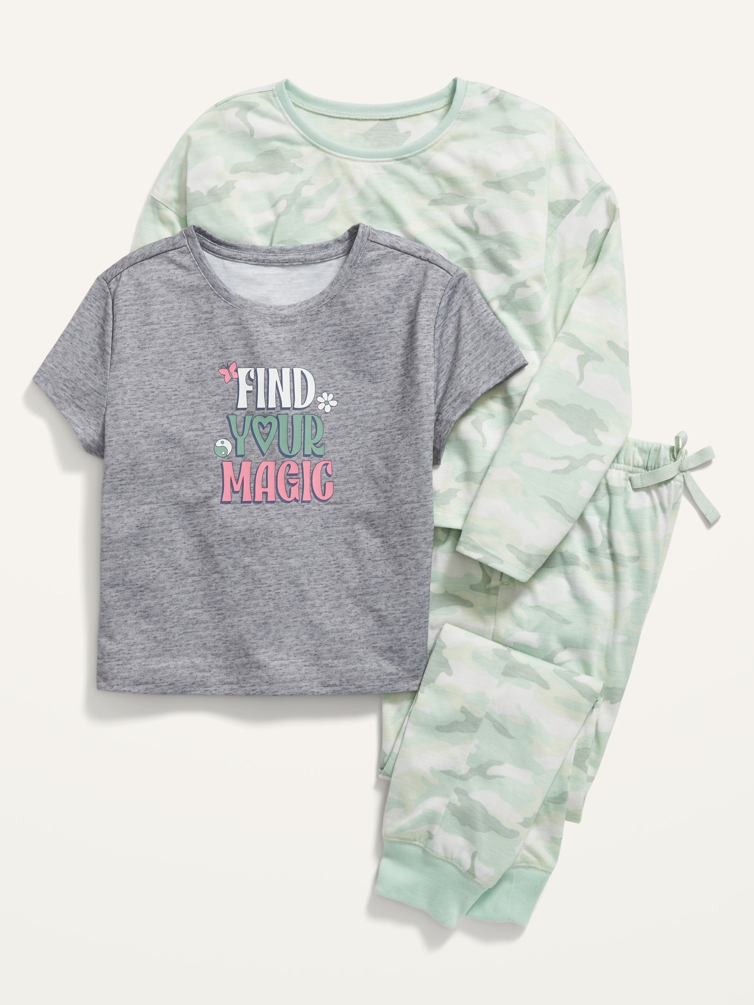 3-Piece Printed Pajama Set for Girls