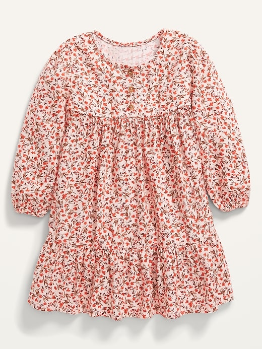View large product image 1 of 1. Long-Sleeve Floral A-Line Dress for Toddler Girls