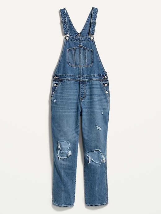 Image number 4 showing, Slouchy Straight Distressed Workwear Jean Overalls for Women