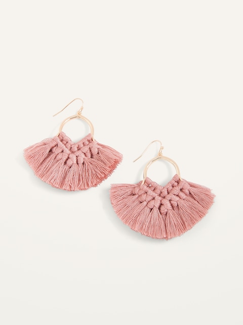 Macram� Tassel Drop Earrings For Women
