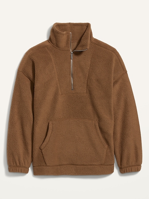 Image number 4 showing, Oversized Sherpa Quarter-Zip Tunic Sweatshirt for Women