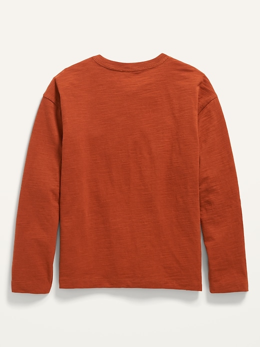 View large product image 2 of 2. Oversized Slub-Knit Long-Sleeve Henley T-Shirt for Boys