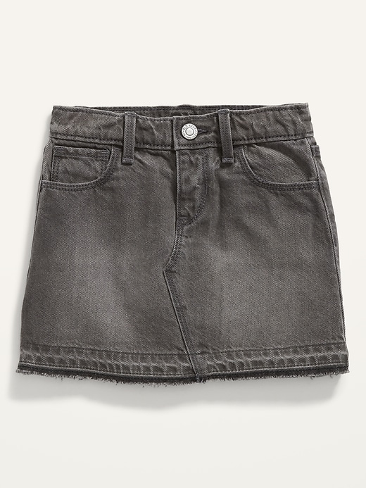 View large product image 1 of 2. Frayed-Hem Black Jean Skirt for Toddler Girls