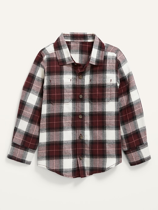View large product image 1 of 1. Long-Sleeve Plaid Pocket Shirt for Toddler Boys