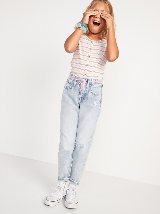 View large product image 2 of 4. High-Waisted O.G. Straight Built-In Tough Button-Fly Non-Stretch Jeans for Girls