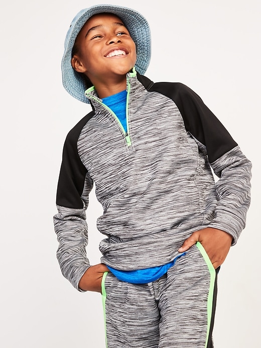 View large product image 1 of 3. Techie Fleece Color-Block Quarter-Zip Sweatshirt for Boys