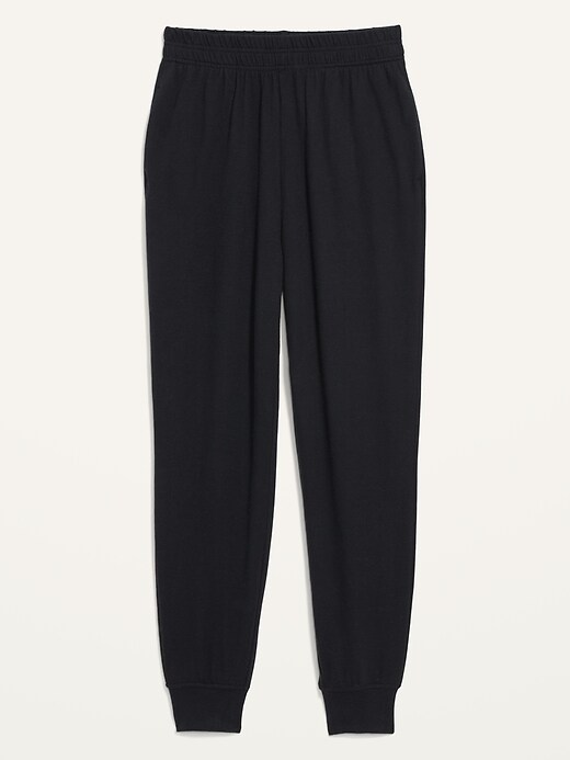 Image number 4 showing, High-Waisted Plush-Knit Jersey Jogger Pants