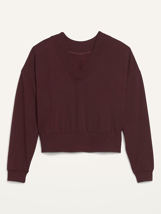 Image number 4 showing, Loose Cozy-Knit V-Neck Sweatshirt for Women