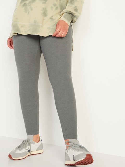 High Waisted Rib-Knit Leggings for Women