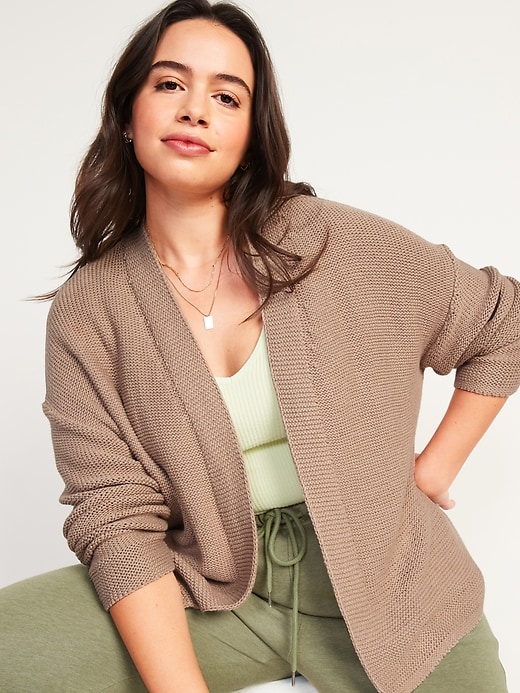 Image number 1 showing, Slouchy Open-Front Cardigan Sweater for Women