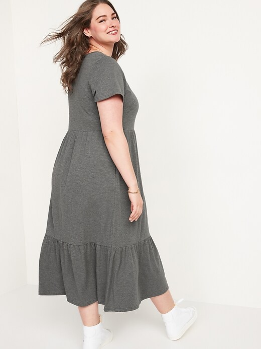 Image number 8 showing, Fit & Flare Short-Sleeve Tiered Midi Dress for Women