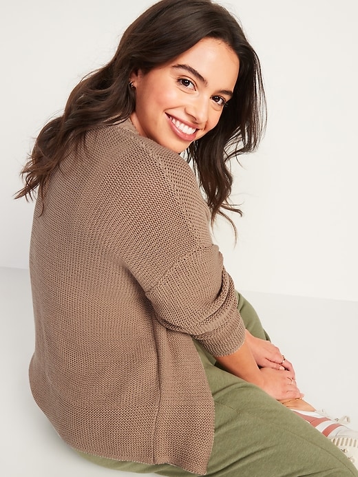 Image number 2 showing, Slouchy Open-Front Cardigan Sweater for Women