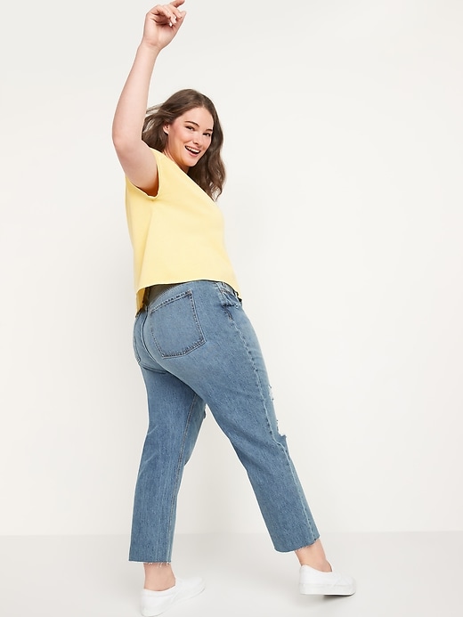 Image number 8 showing, High-Waisted Slouchy Straight Cropped Ripped Jeans for Women