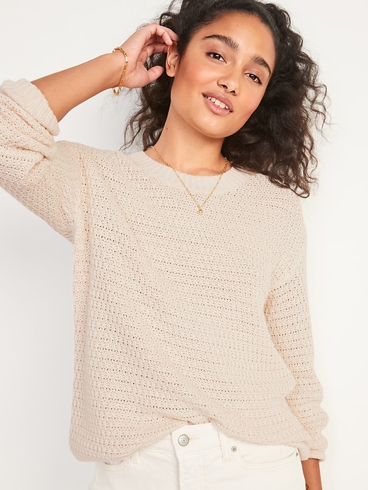 Image number 1 showing, Textured Cotton-Blend Tunic Sweater for Women