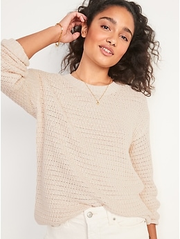 Textured Cotton-Blend Tunic Sweater for Women