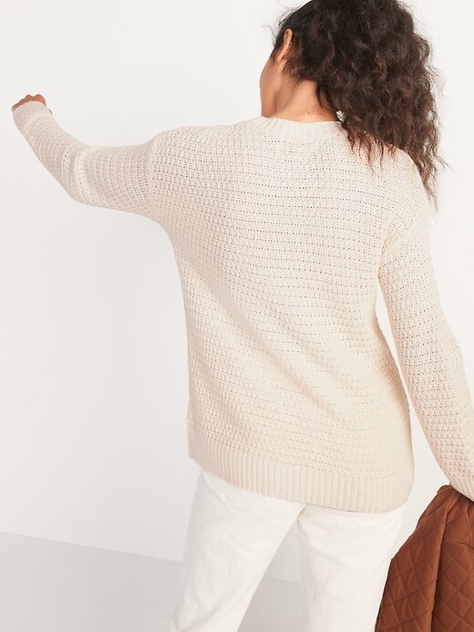 Image number 2 showing, Textured Cotton-Blend Tunic Sweater for Women