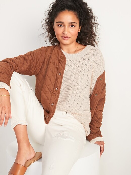 Image number 3 showing, Textured Cotton-Blend Tunic Sweater for Women