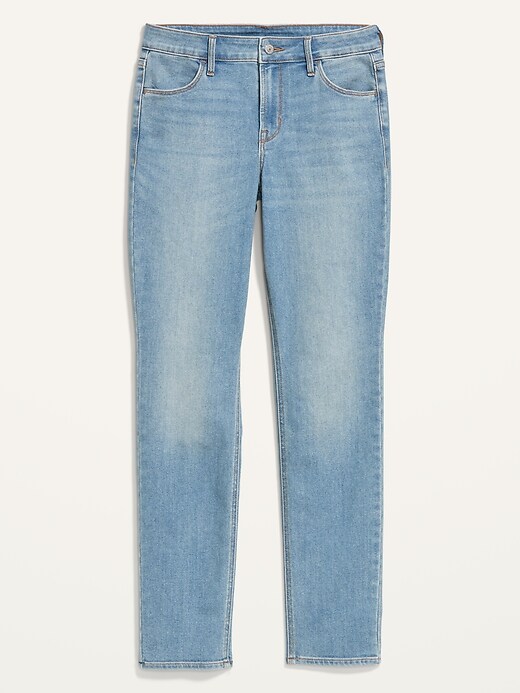 Image number 4 showing, Mid-Rise Light-Wash Straight Jeans for Women