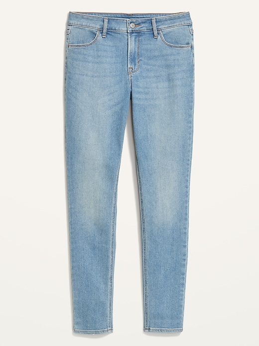Image number 4 showing, Mid-Rise Light-Wash Skinny Jeans for Women