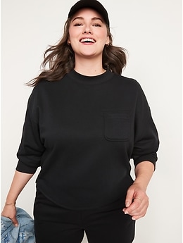Slouchy Mock-Neck French-Terry Sweatshirt for Women
