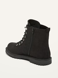 View large product image 3 of 3. Faux-Suede Lace-Up Combat Boots for Girls