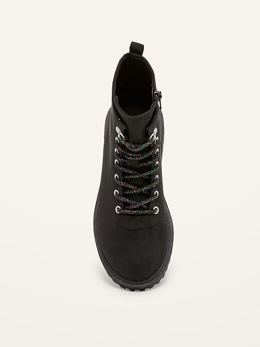 View large product image 2 of 3. Faux-Suede Lace-Up Combat Boots for Girls