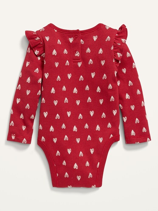 View large product image 2 of 2. Long-Sleeve Ruffle-Trim Thermal Bodysuit for Baby