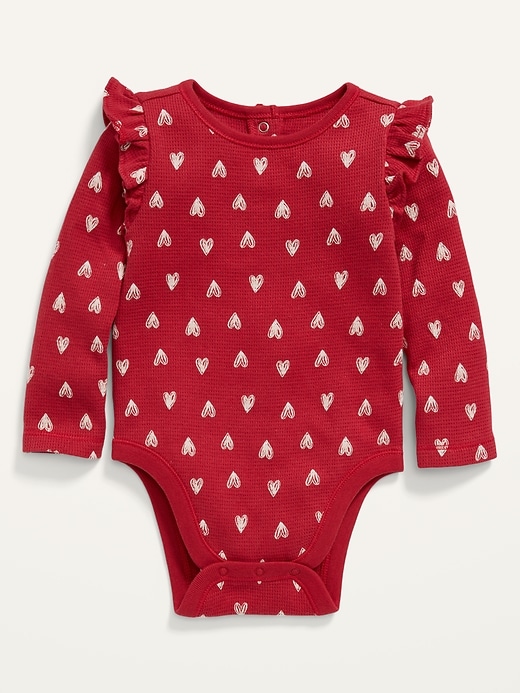 View large product image 1 of 2. Long-Sleeve Ruffle-Trim Thermal Bodysuit for Baby
