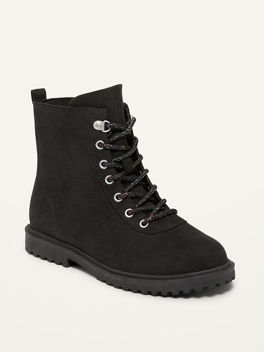 View large product image 1 of 3. Faux-Suede Lace-Up Combat Boots for Girls