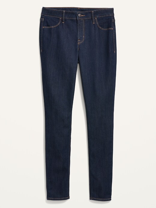 Image number 3 showing, Mid-Rise Dark-Wash Skinny Jeans for Women