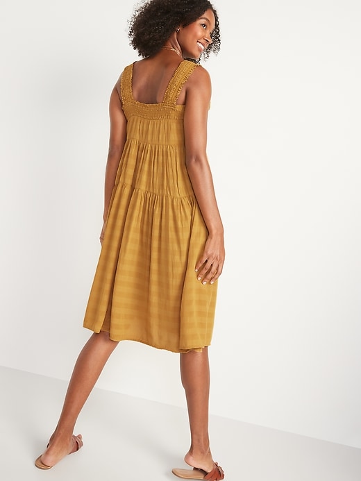 Image number 2 showing, Sleeveless Smocked Tonal-Stripe Midi Swing Dress for Women