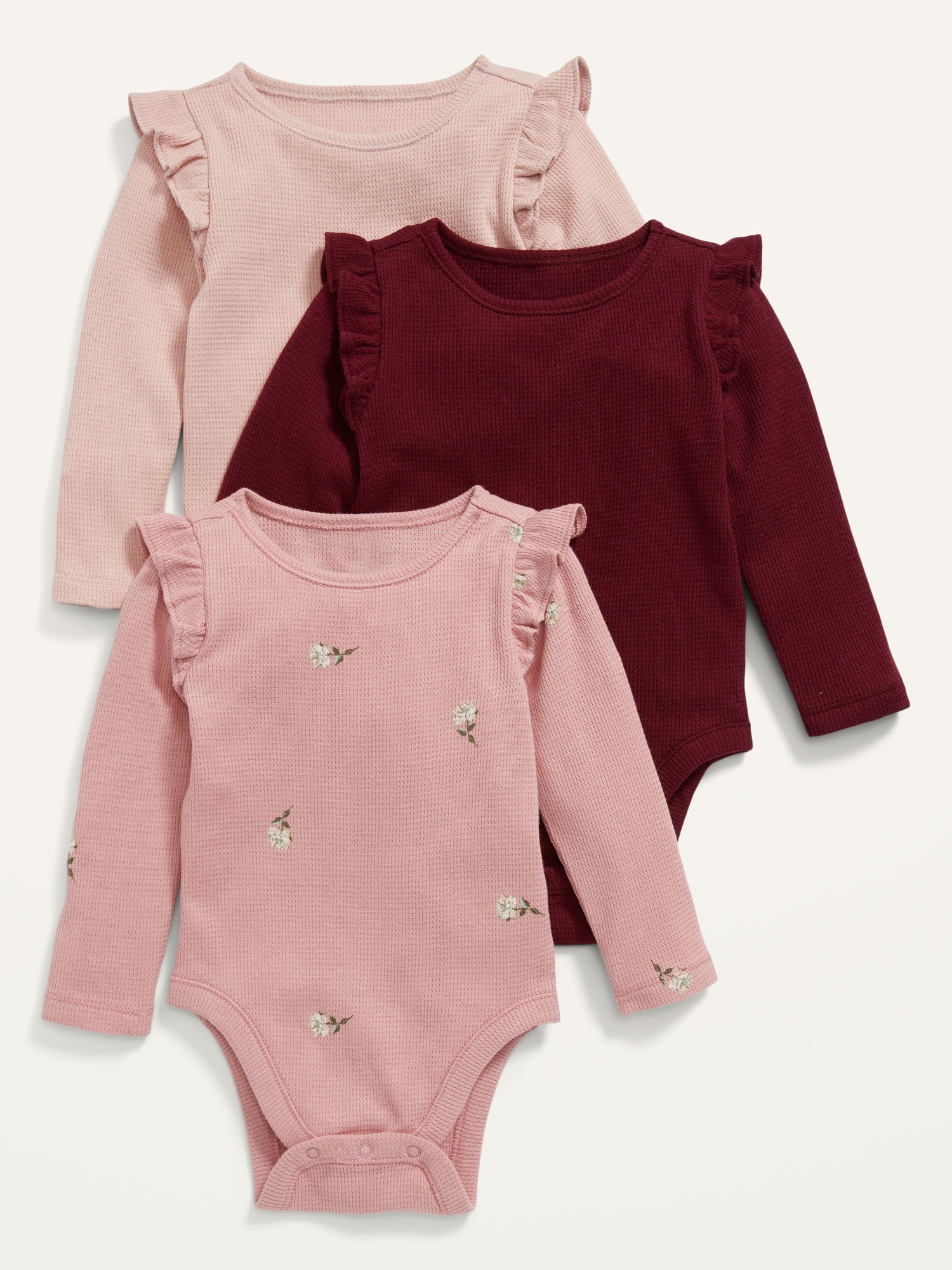 3-Pack Long-Sleeve Thermal Bodysuit for Baby
