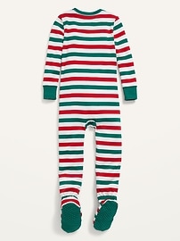 View large product image 3 of 4. Unisex Matching Striped Snug-Fit Footed One-Piece Pajamas for Toddler & Baby
