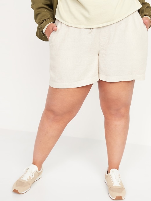 Image number 8 showing, High-Waisted Linen-Blend Shorts for Women -- 4-inch inseam