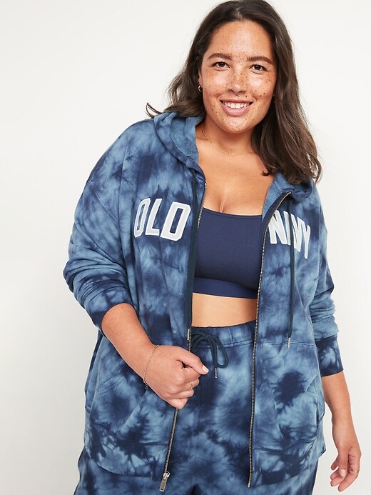 Image number 7 showing, Logo-Graphic Specially-Dyed Zip-Front Hoodie for Women